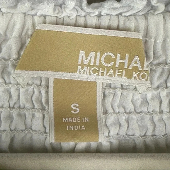 Michael Michael Kors White Eyelet Blouse Lined size Small Minimalist Classic - Picture 3 of 8